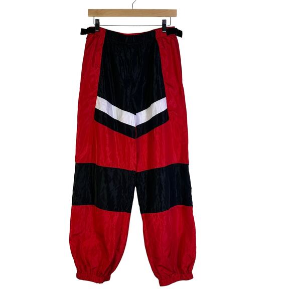 Fashion Nova Track Pants Size L Red Black Nylon Elastic Waist - Picture 2 of 8